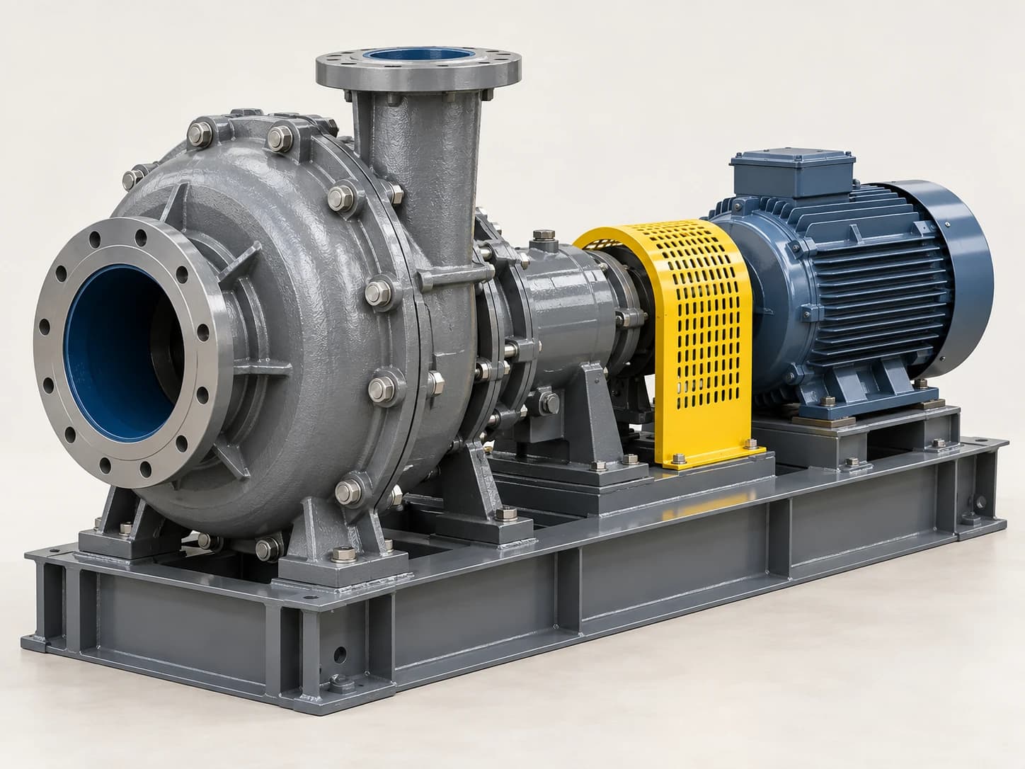 A slurry pump transfers water containing solid particles between stages of a processing plant.