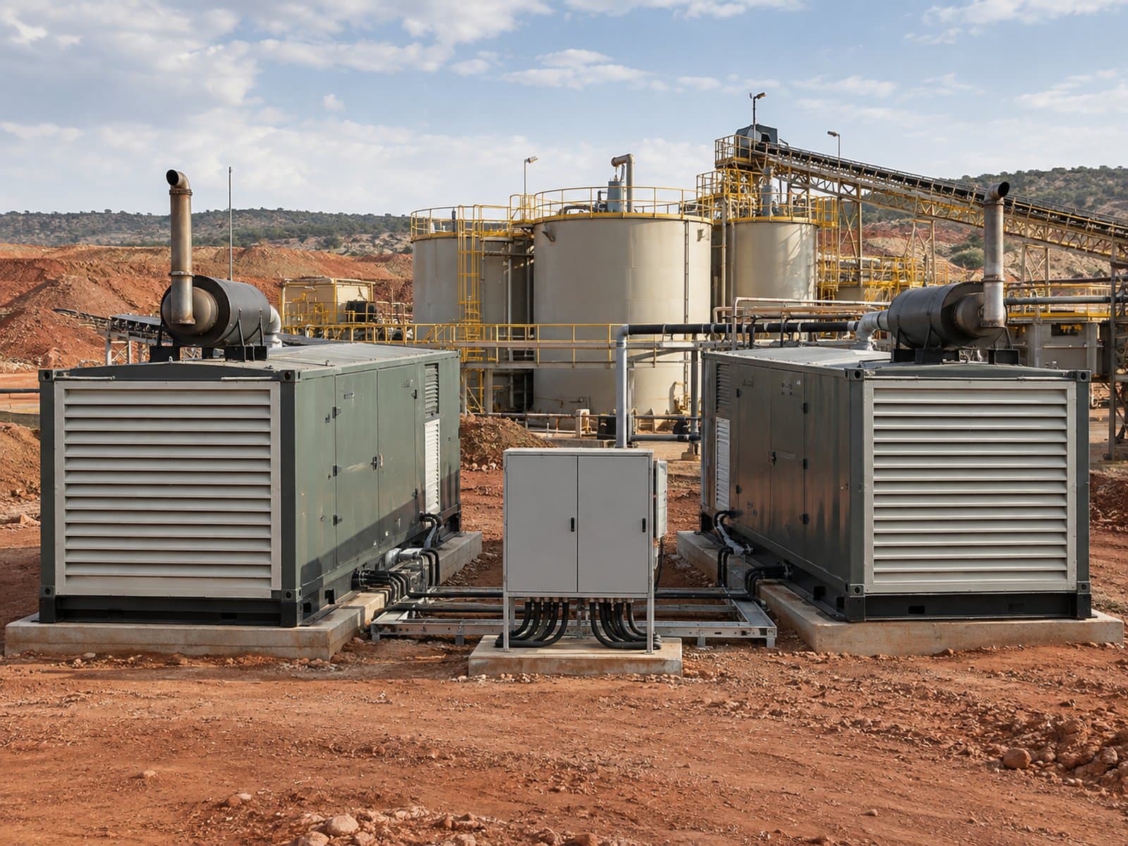 Two containerised generators at a gold processing plant