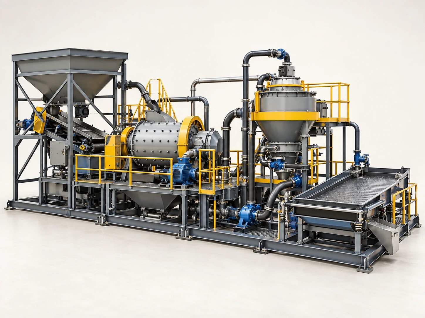 A modular gold plant groups processing equipment into sections that can be transported and assembled on site.