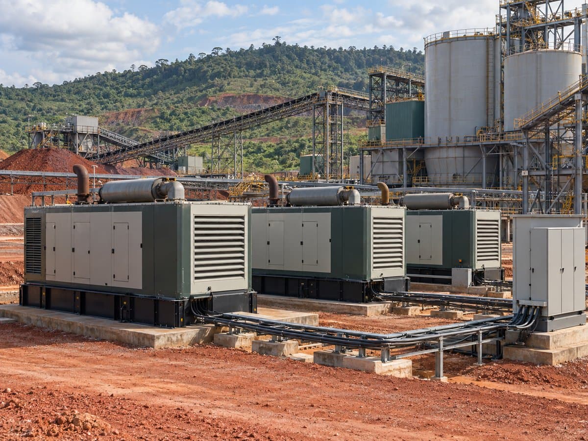 Two containerised generators running synchronised at a large processing plant